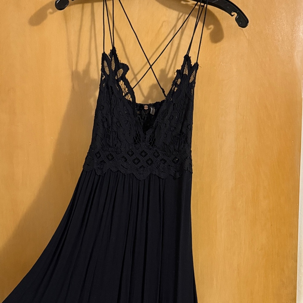 Free People Black Backless Lace Dress